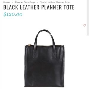 NWT Erin Condren Black Leather Planner Tote Bag